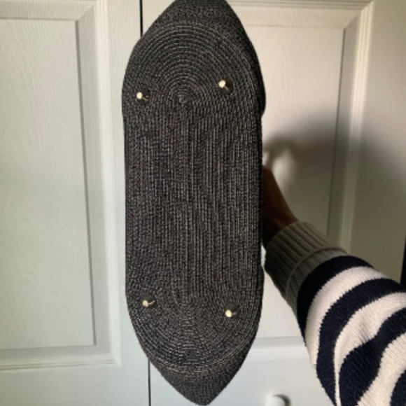 Vintage Black Woven Bag with Bamboo Handles - Picture 9 of 12